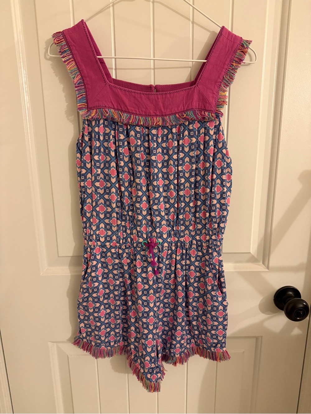 Matilda Jane Girls' size 14 Pink & Blue Patterned  Romper